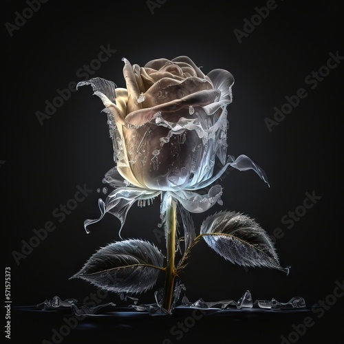 Rose made of crystal ice digital art illustration generative ai
