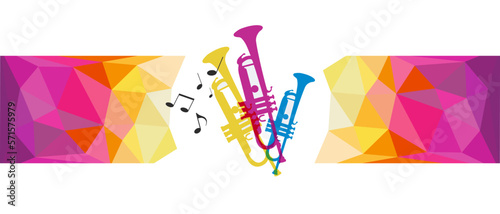 Music graphic with trumpet.