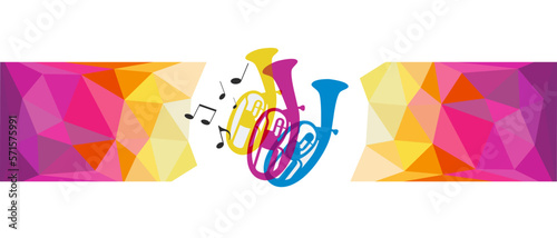 Music graphic with tuba. photo