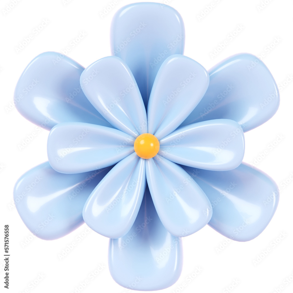3D rendering. Blue flower isolated on background 3D rendering. Blue flower isolated on background