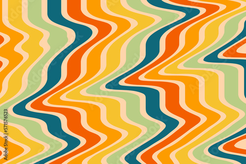 1970s Retro pattern groovy trippy. Wavy abstract groovy Background. Seventies Style. Hippie Aesthetic 60s, 70s, 80s style. Wavy Swirl Pattern. Vector Illustration, Flat Design