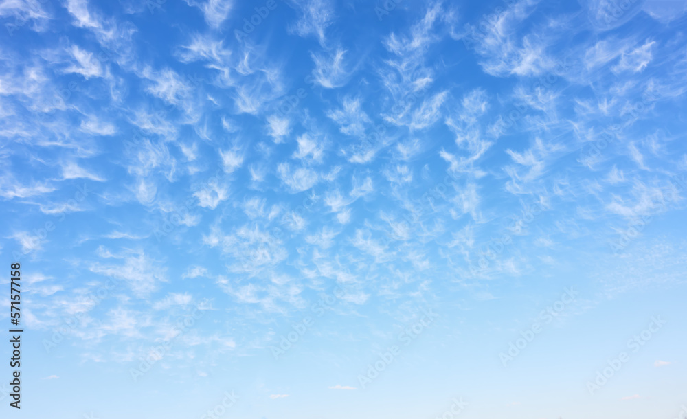 Panoramic view of beautiful spring sky with clouds