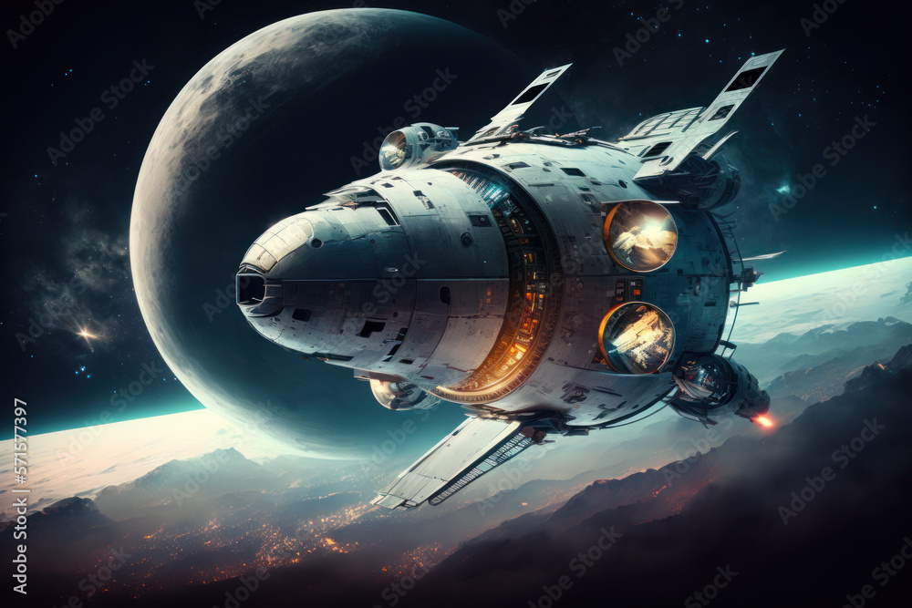 custom made wallpaper toronto digitalfuturistic spaceship  in the space. generative ai