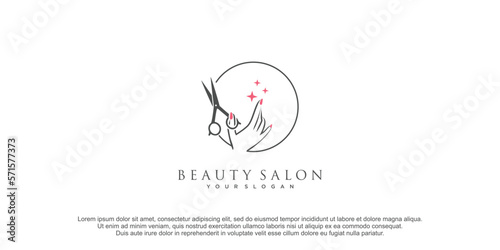 Beauty salon logo with creative concept and unique element design icon premium vector