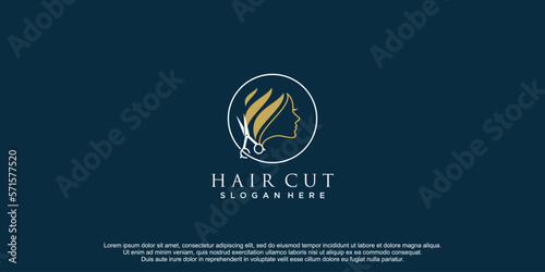 Beauty salon logo with creative concept and unique element design icon premium vector
