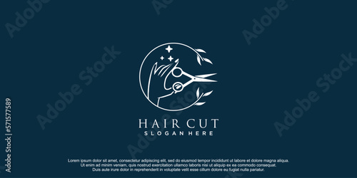 Beauty salon logo with creative concept and unique element design icon premium vector