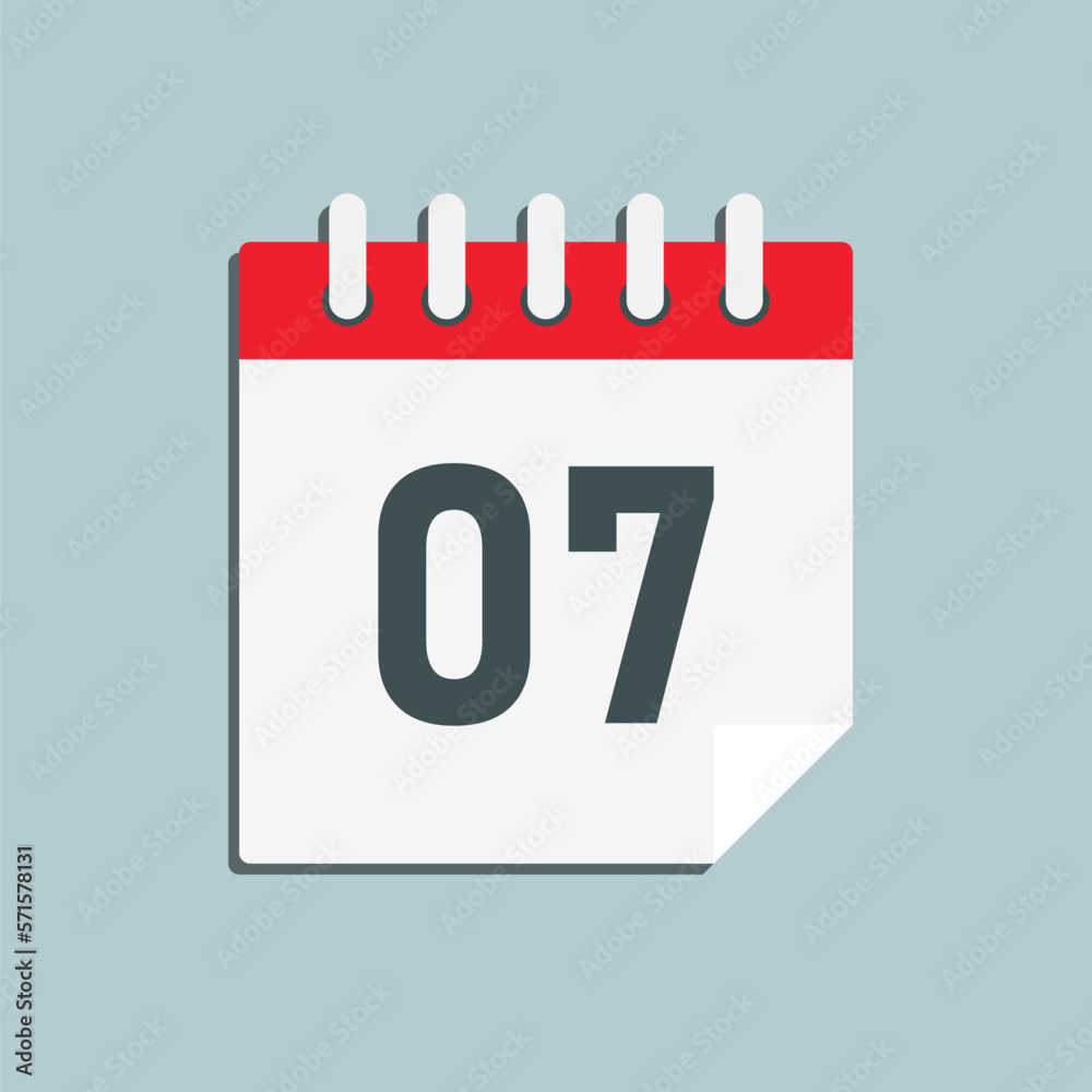 Icon page calendar day - number 7 Icon page calendar day - number 7