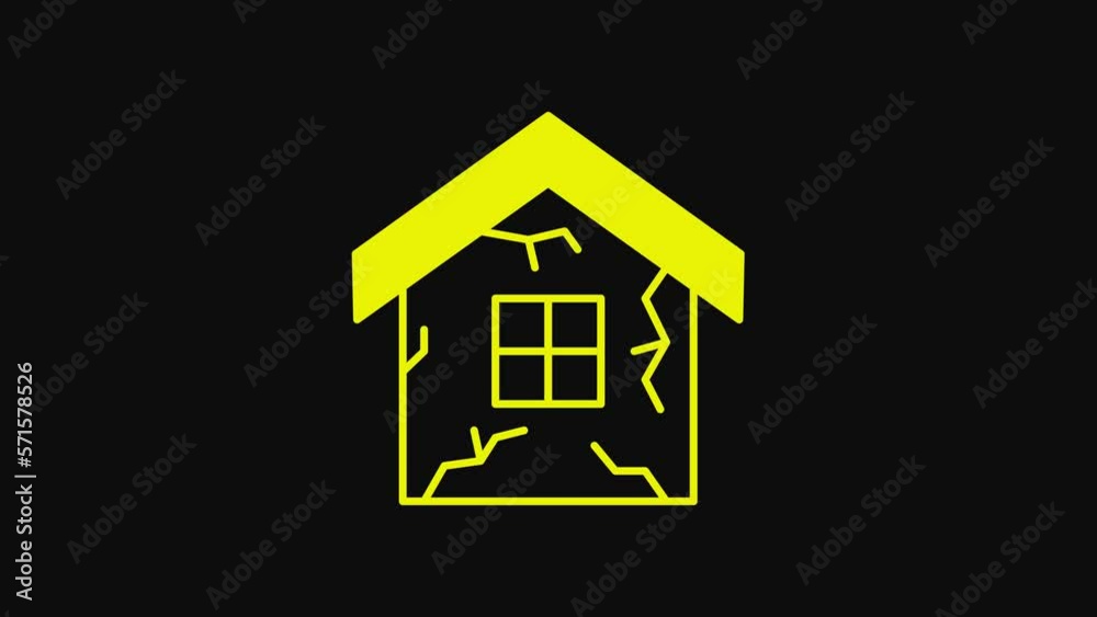 Yellow House icon isolated on black background. Insurance concept. Security, safety, protection, protect concept. 4K Video motion graphic animation Yellow House icon isolated on black background. Insurance concept. Security, safety, protection, protect concept. 4K Video motion graphic animation