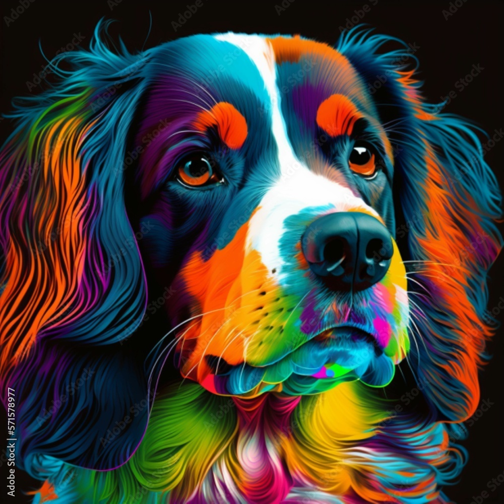 Spaniel dog face pop art