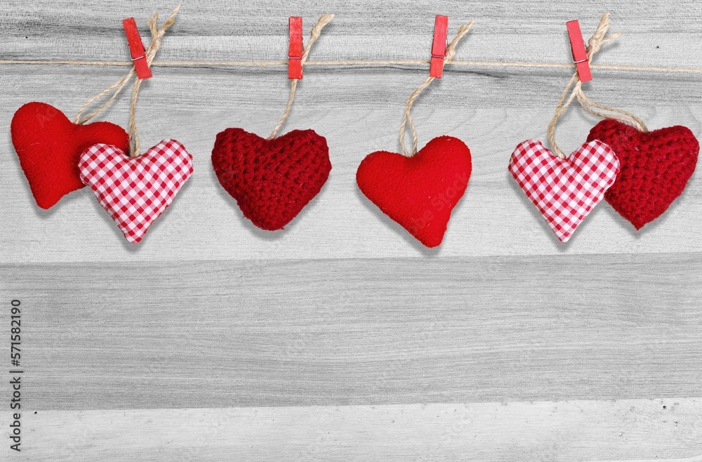 Set of handmade hearts. Concept of Valentines day Set of handmade hearts. Concept of Valentines day