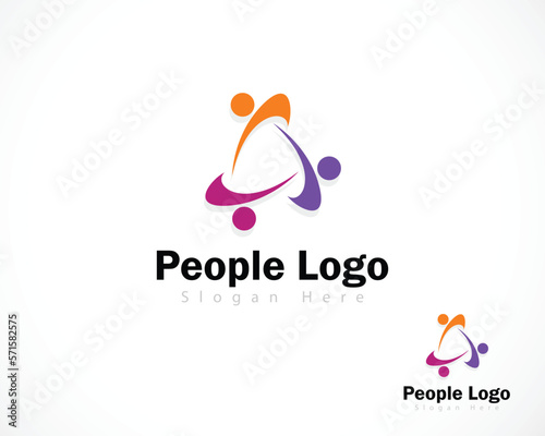 People logo icon design concept abstract connect geometric color connecting network team