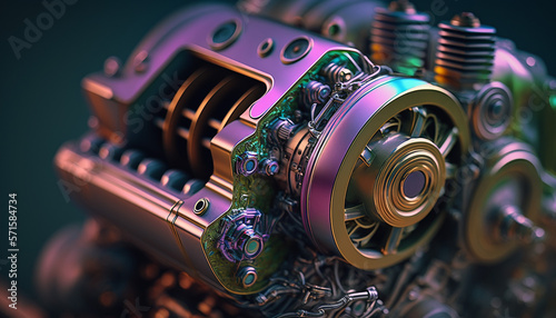 3D mechanical creative science fiction background with Generative AI technology