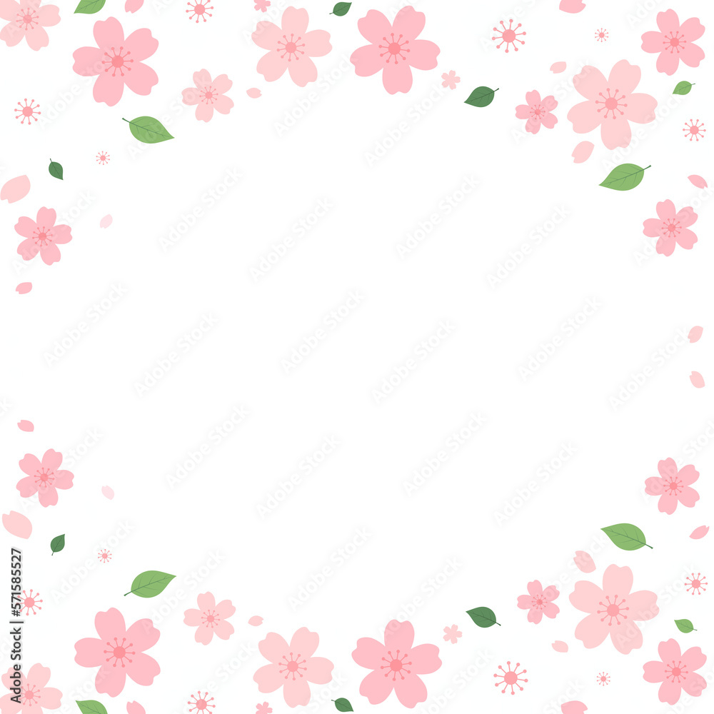 Cherry Blossoms background frame illustration. PNG file