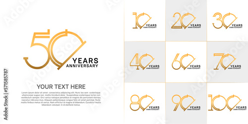 set of anniversary logotype golden and black color for special celebration event
