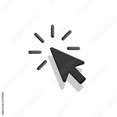3d vector black computer mouse cursor or click icon symbol web element design