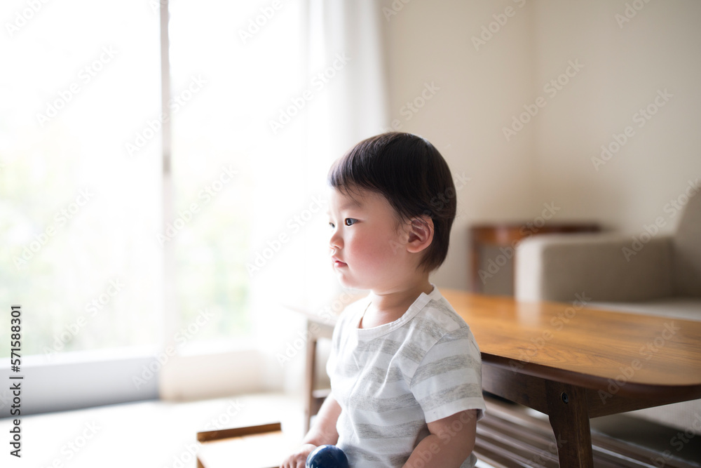 リビングでひとりで遊ぶ幼児 リビングでひとりで遊ぶ幼児