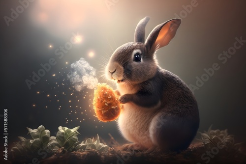 Easter bunny with egg. Generative AI