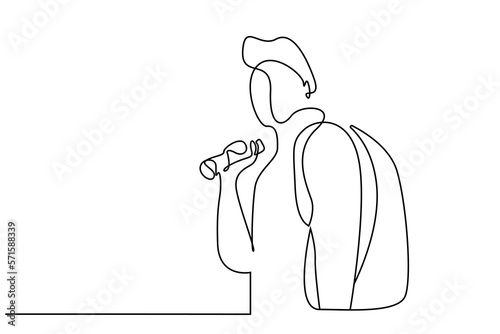 man boy backpack flashlight nature search line drawing