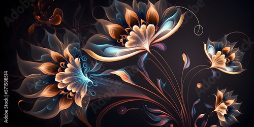 abstract magical flowers created using AI Generative Technology
