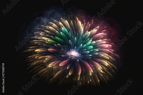 on a dark background, amazing fireworks are displayed. Generative AI
