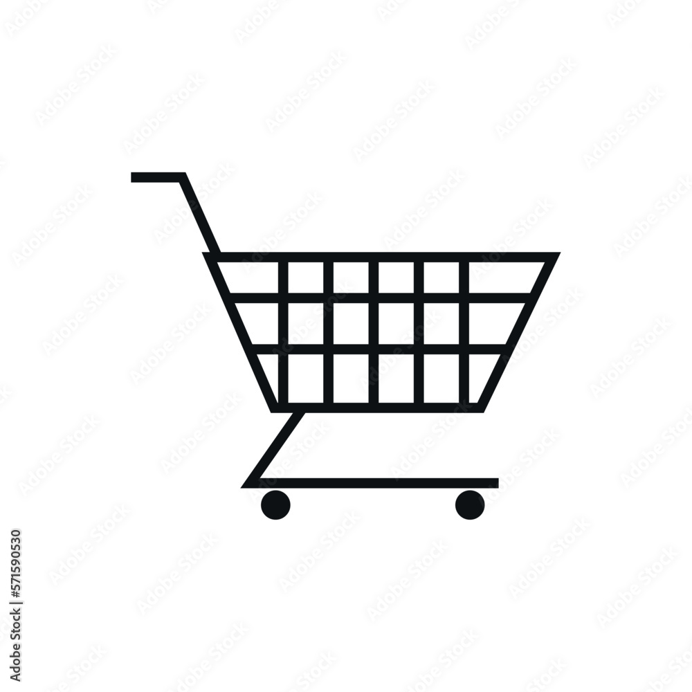 Supermarket trolley vector flat icon in gray color.