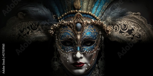 The secret of the mysterious Venetian masks. Generative AI © bahadirbermekphoto