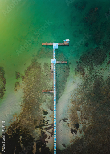 Aerial view of Rawai pier at sunrise in Phuket, Thailand. photo