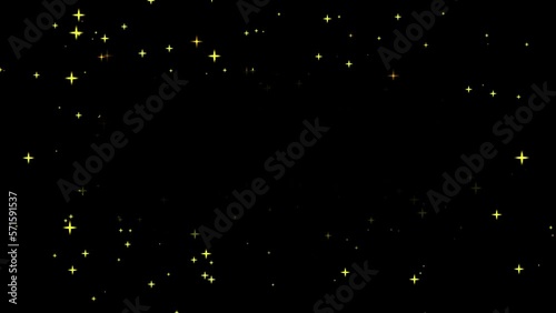 外側に向かって金色の星がたくさんキラキラするエフェクトアニメーション素材(黒背景)