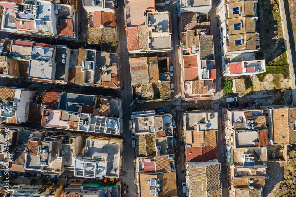 Aerial view of Marzamemi, a small town along the coastline near Pachino, Syracuse, Sicily, Italy. Aerial view of Marzamemi, a small town along the coastline near Pachino, Syracuse, Sicily, Italy.