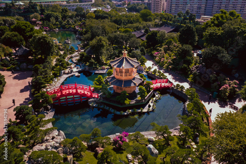 Aerial view of Pavilion of absolute perfection in Nan Liang Garden in Hong Kong.