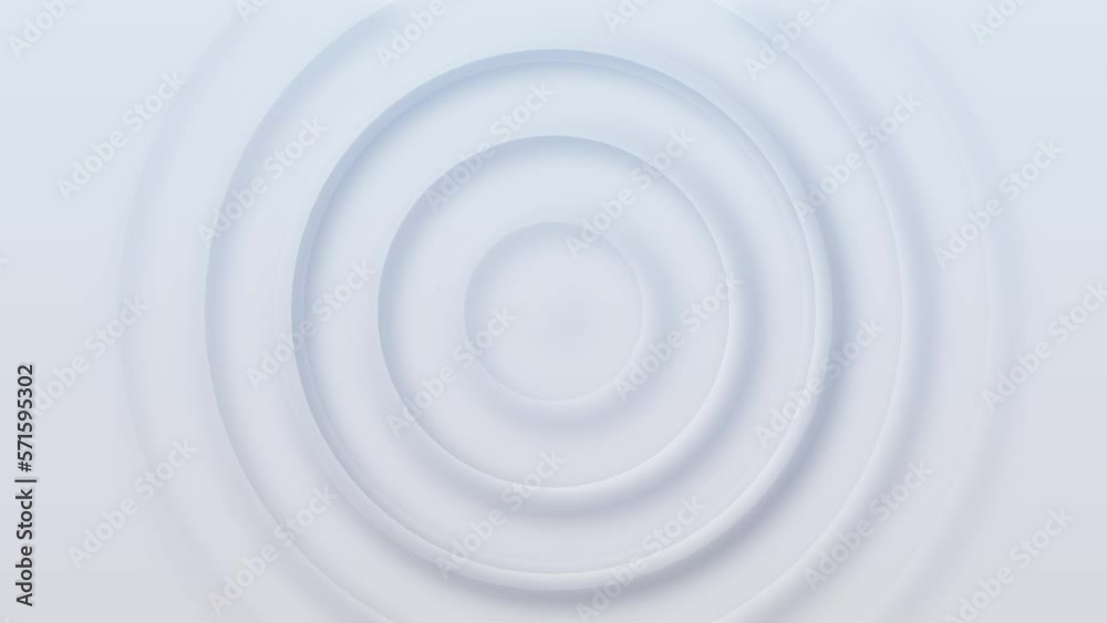 Abstract 3d circles concentric on white background. Minimal geometry motion graphics animation. Seamless loop