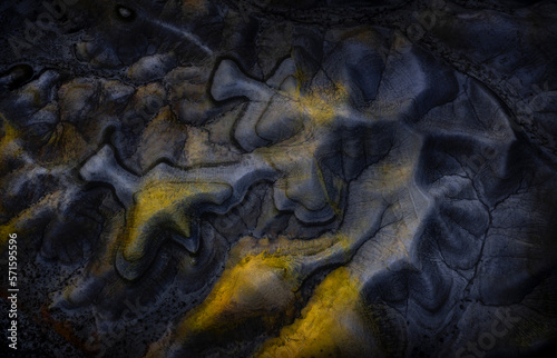 Aerial view of a cluster of sandstone in Utah desert valley plateau, Hanksville, United States.