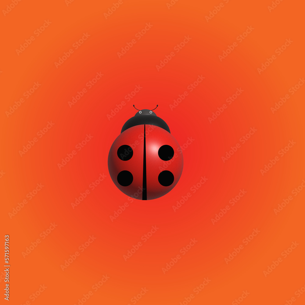 Ladybug viewed from above isolated on orange background Ladybug viewed from above isolated on orange background