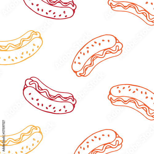 hotdog pattern on isolated white background