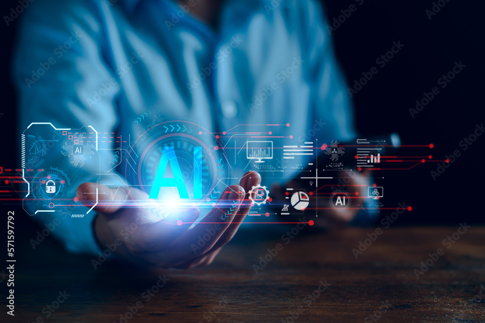 Ai Function Machine Development of artificial intelligence, AI. business people experience ...