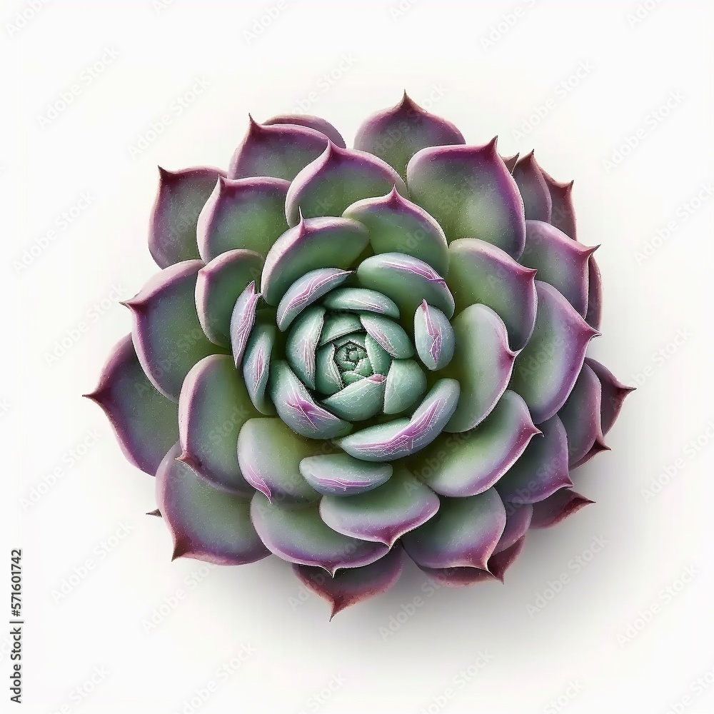 Minisukulknt violet on a white background. top view, isolated background,Generative AI