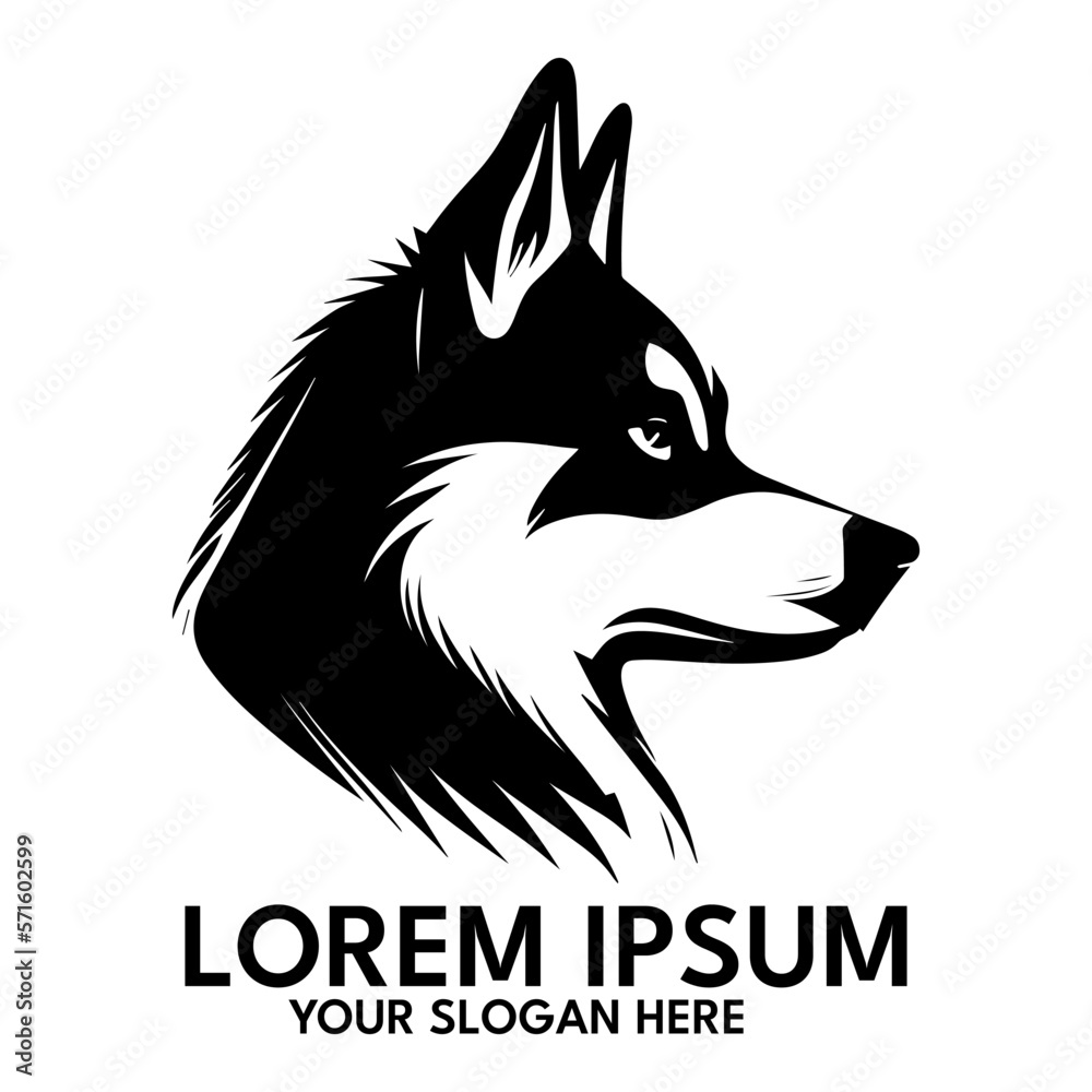 Fototapeta premium Husky silhouette, logo style vector illustration