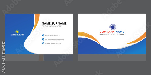 blue and orange gradient corporate business card vector, corporate business card template