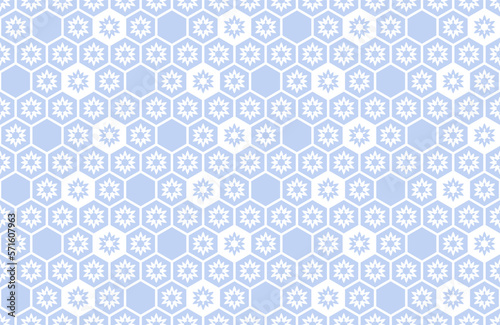 Seamless Geometric Blue Hexagons Pattern. Honeycomb Structure.