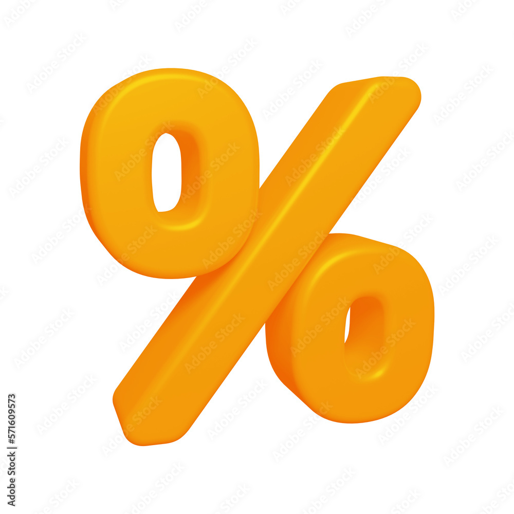 Orange percent symbol or icon design in 3d rendering
 - obrazy, fototapety, plakaty 