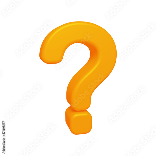 Orange question mark or icon design in 3d rendering