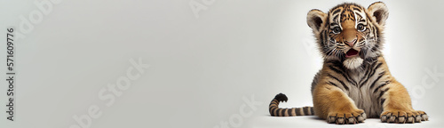 a cute baby s tiger sitting on white background with smiley face generative ai