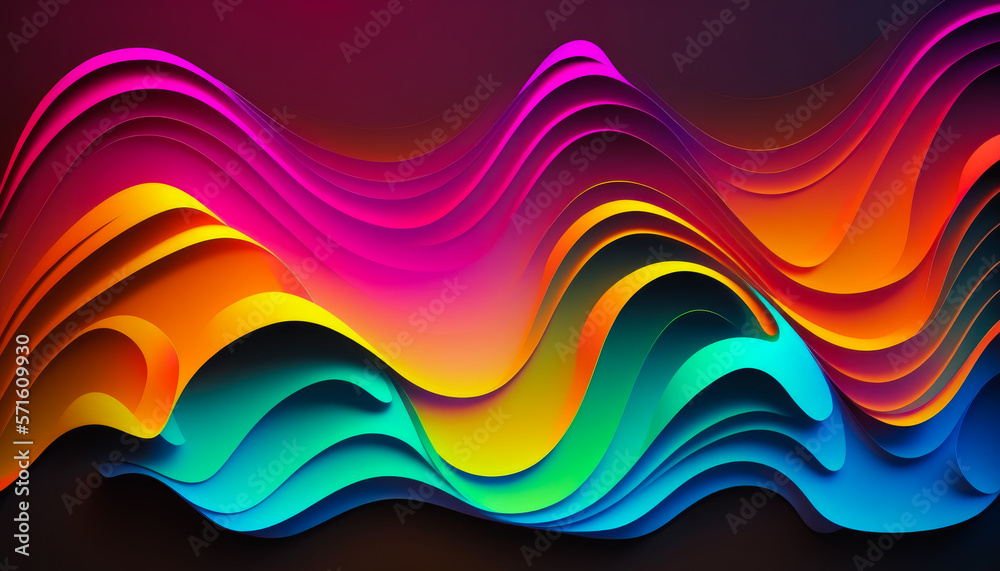 Colorful abstract background with wavy lines. Generative AI.