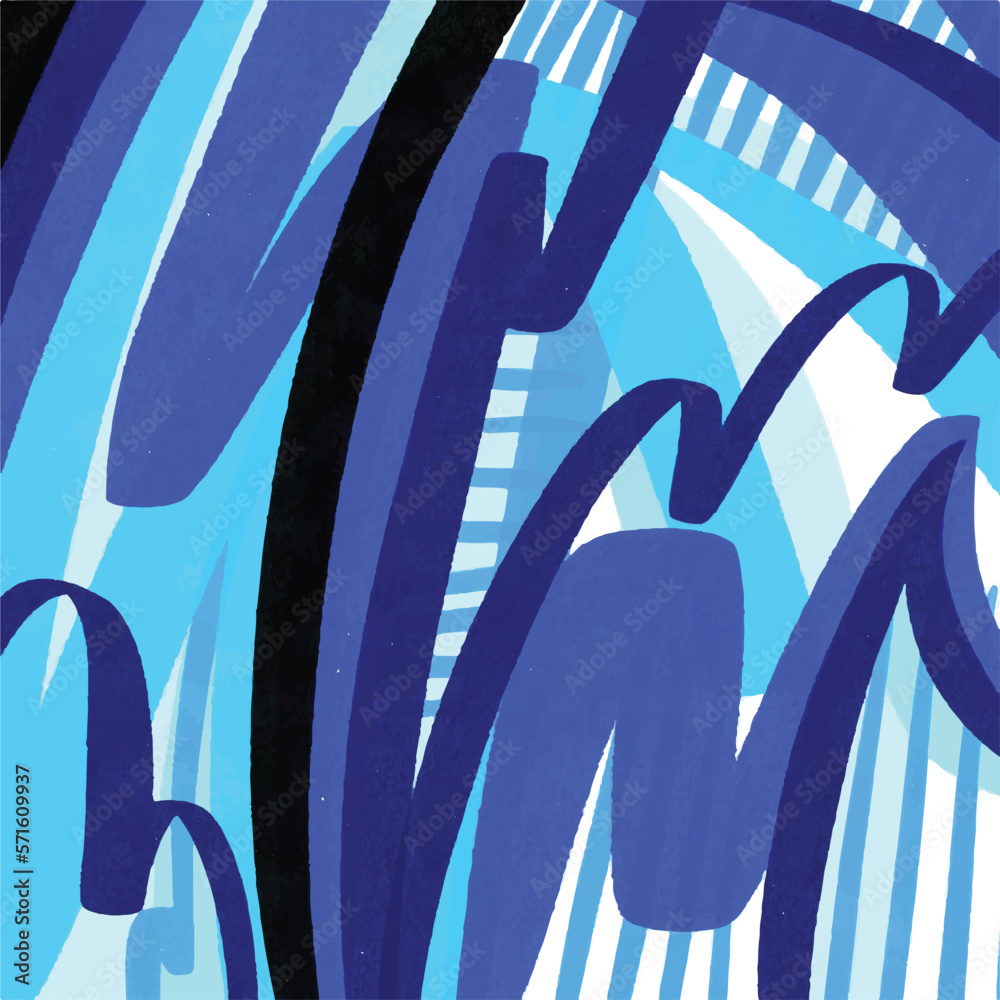 Abstract blue digital brush stroke textured vector background isolated ...