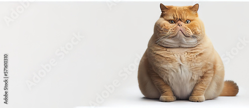 a cute big scootish fold cat sitting on white background with smiley face generative ai photo