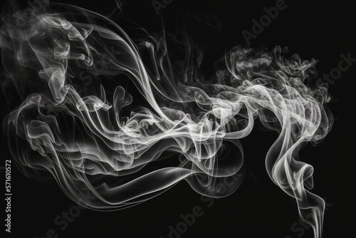 Black background with white smoke for overlay design. Generative AI