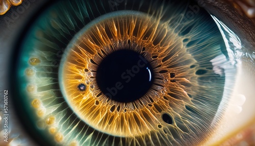  a close up of a human eye with a lot of light coming in from the iris of the eye and the iris of the eye. generative ai