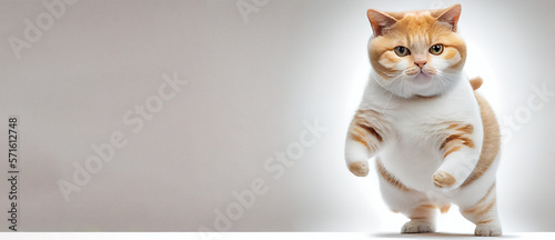 a cute scootish fold cat on white background with smiley face generative ai photo