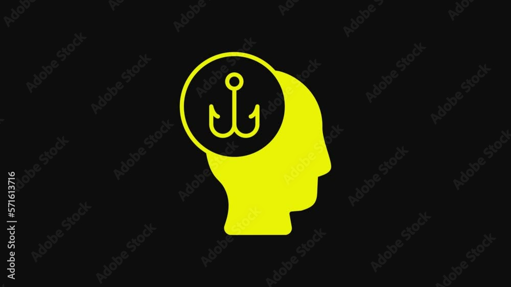 Yellow Fisherman icon isolated on black background. 4K Video motion graphic animation Yellow Fisherman icon isolated on black background. 4K Video motion graphic animation