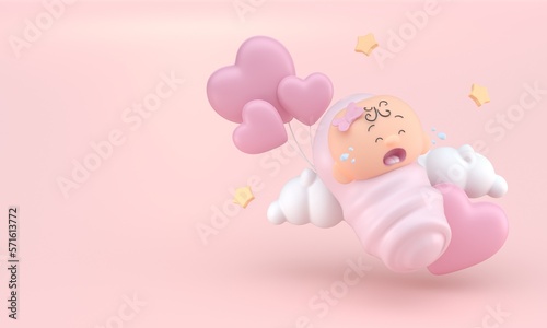 Isolated Crying Baby. 3D Illustration © Roverto